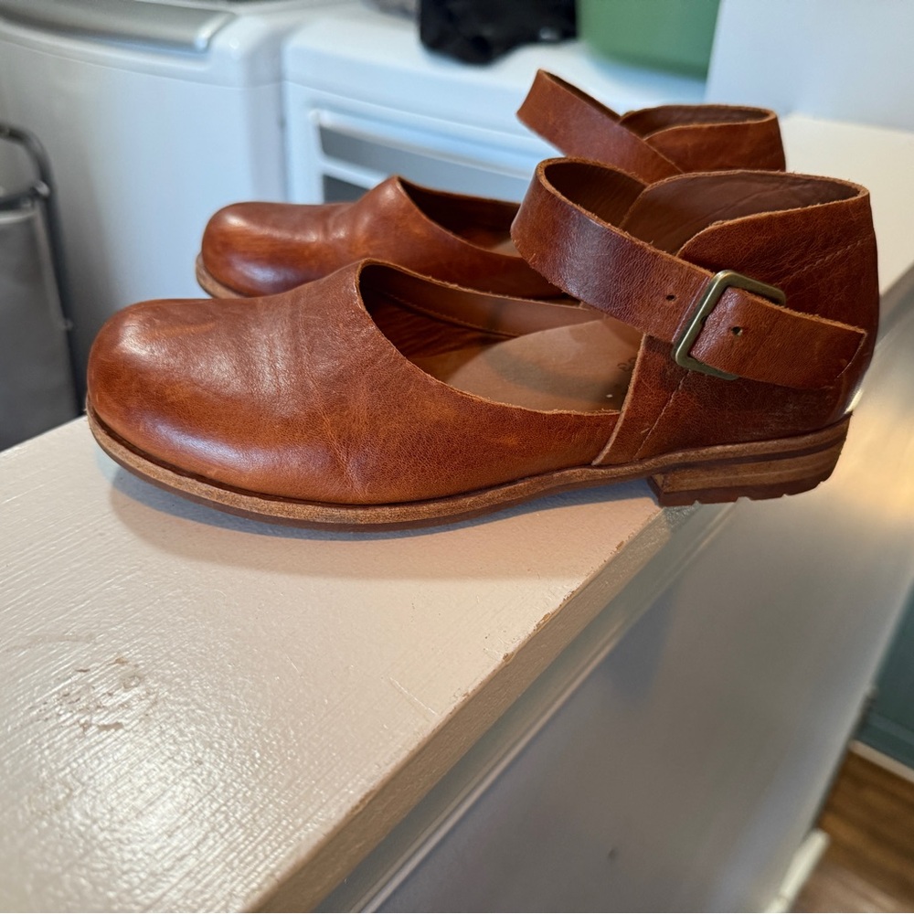 Korkease Brown Leather Mary Jane Shoes